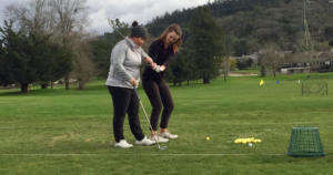 LPGA Teaching Professional Jessica Quayle giving a lesson at Oakmont Golf Club in Santa Rosa, California