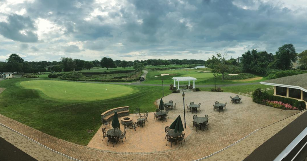 Patio overlooking course at Lawrence Yacht & Country Club in Lawrence, New York