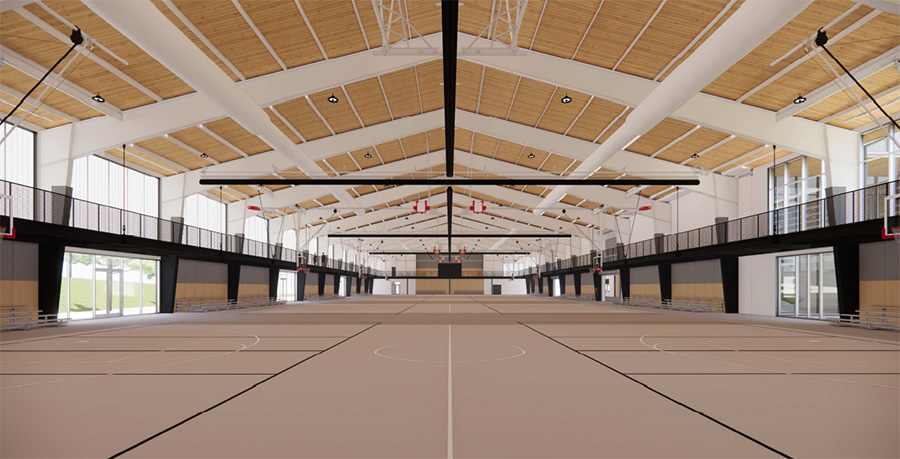 Four basketball courts, eight volleyball courts and an indoor track of the saraland complex